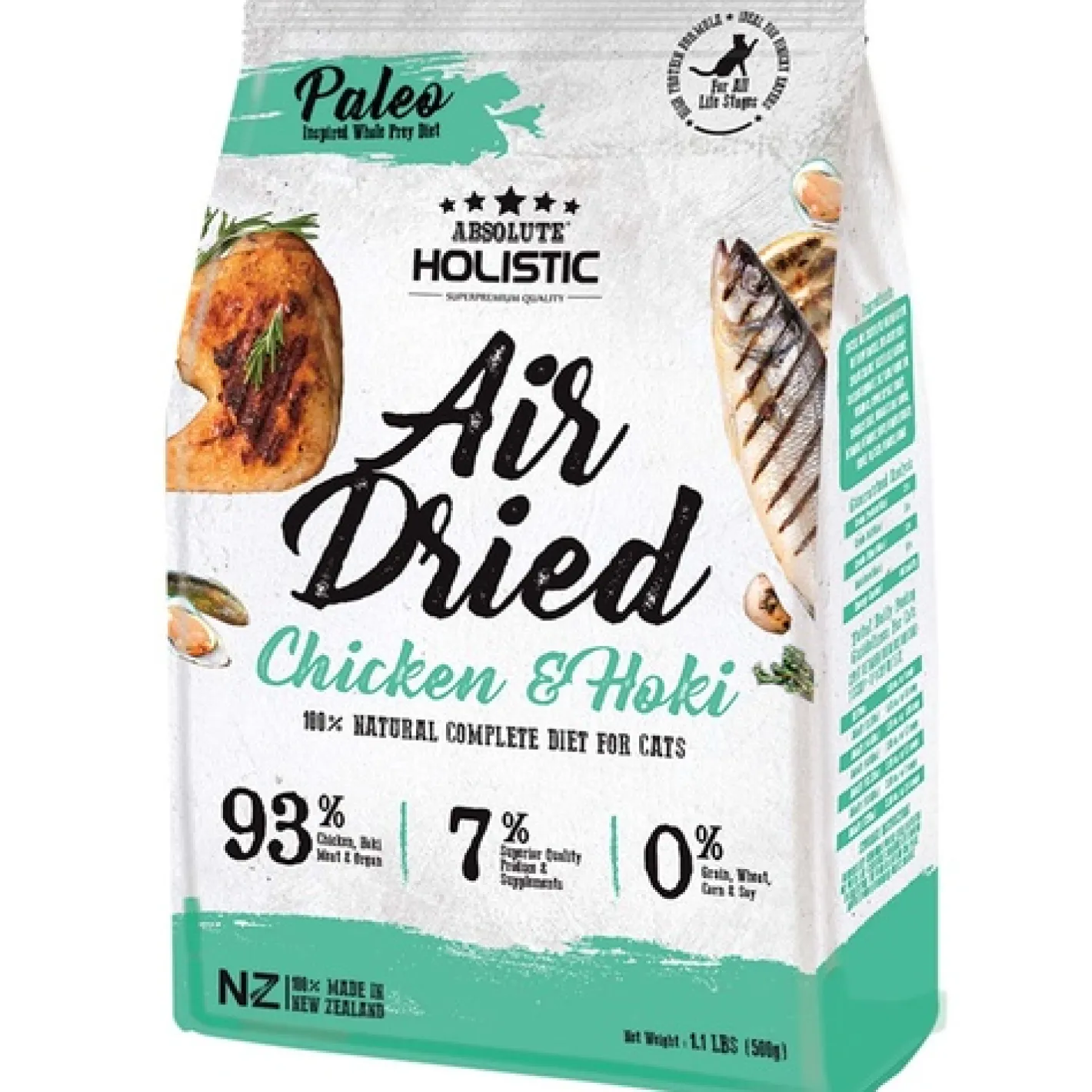 Absolute Holistic Air Dried Grain Free Cat Food Chicken & Hoki 500gm Online