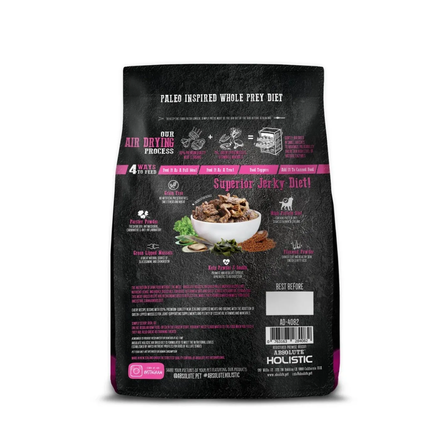 Absolute Holistic Air Dried Grain Free Dog Food Beef & Hoki 1kg - Made in New Zealand Best