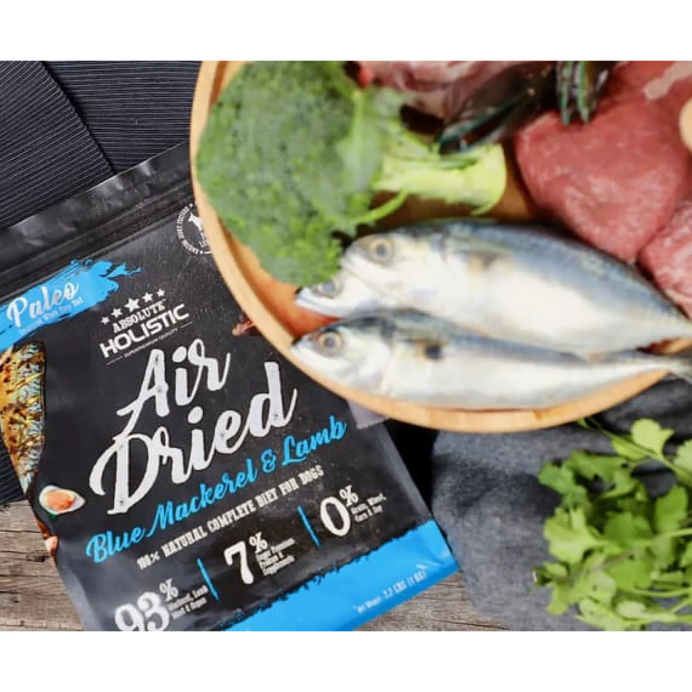 Absolute Holistic Air Dried Grain Free Dog Food Blue Mackerel & Lamb 1kg - Made in New Zealand New