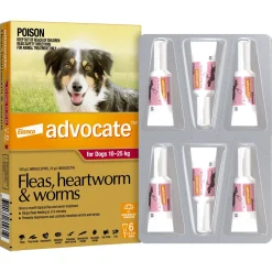 Advocate Spot-On Flea & Worm Control for Dogs 10-25kg - 6-pack New