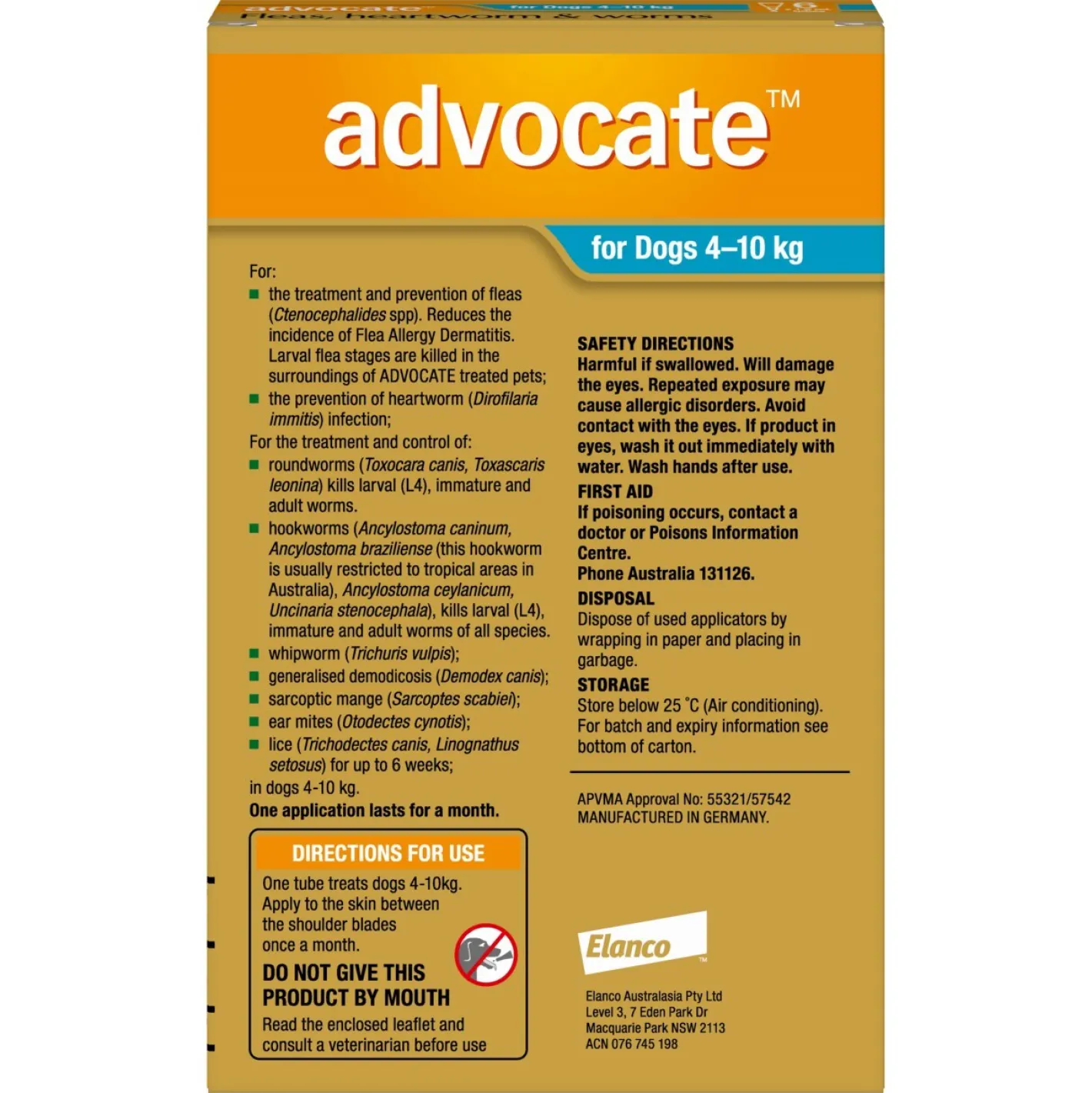 Advocate Spot-On Flea & Worm Control for Dogs 4-10kg - 6-pack Outlet