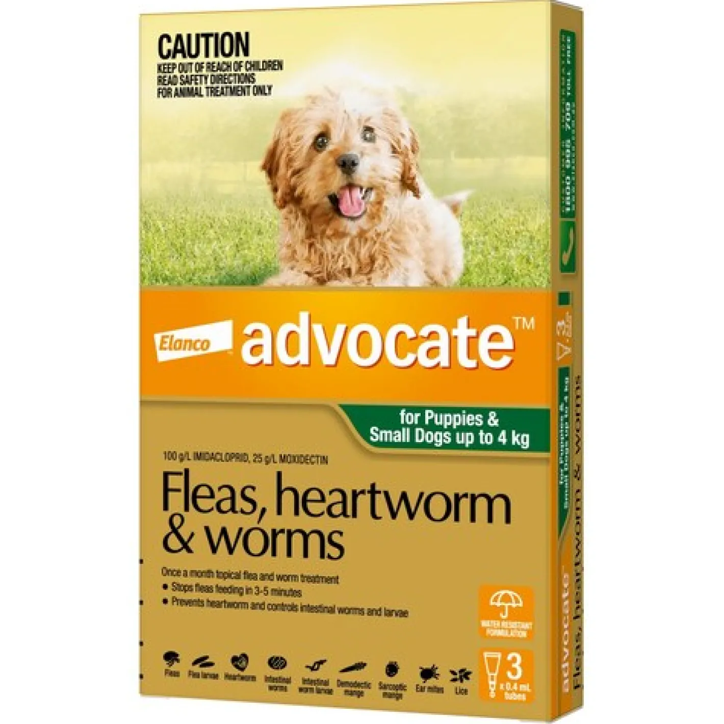 Advocate Spot-On Flea & Worm Control for Dogs up to 4kg - 3 pack Fashion