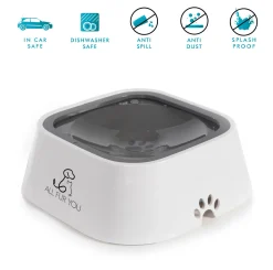 All Fur You Anti Splash Bowl Grey | No Mess Pet Water Bowl 1L New