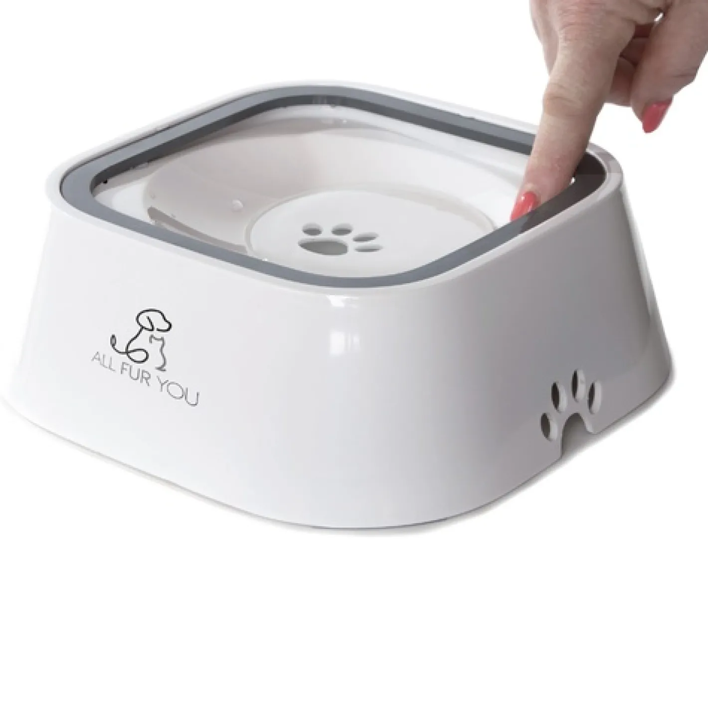 All Fur You Anti Splash Bowl White | No Mess Pet Water Bowl 1L New