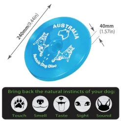 Aussie Dog Flying Disc Fetch Dog Toy - Blue Soft Frisbee New