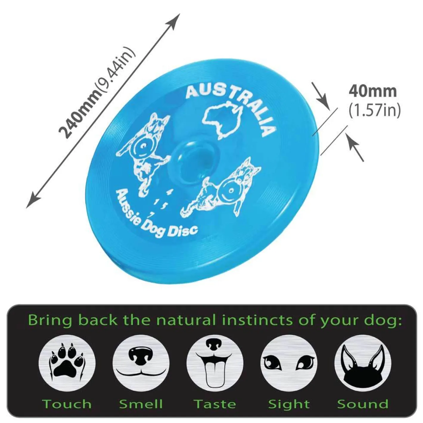 Aussie Dog Flying Disc Fetch Dog Toy - Blue Soft Frisbee New