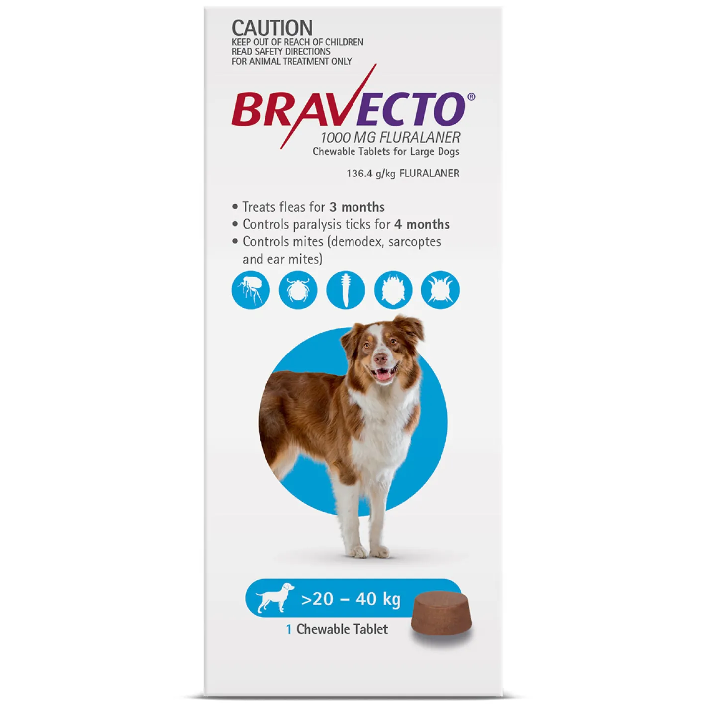 Bravecto Dog 3-Month Single Chew for Flea & Tick Control Fashion