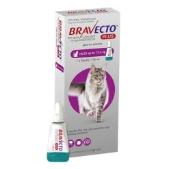 Bravecto PLUS Spot-On 3 month Flea, Tick & Worm Protection - For Cats of All Sizes New
