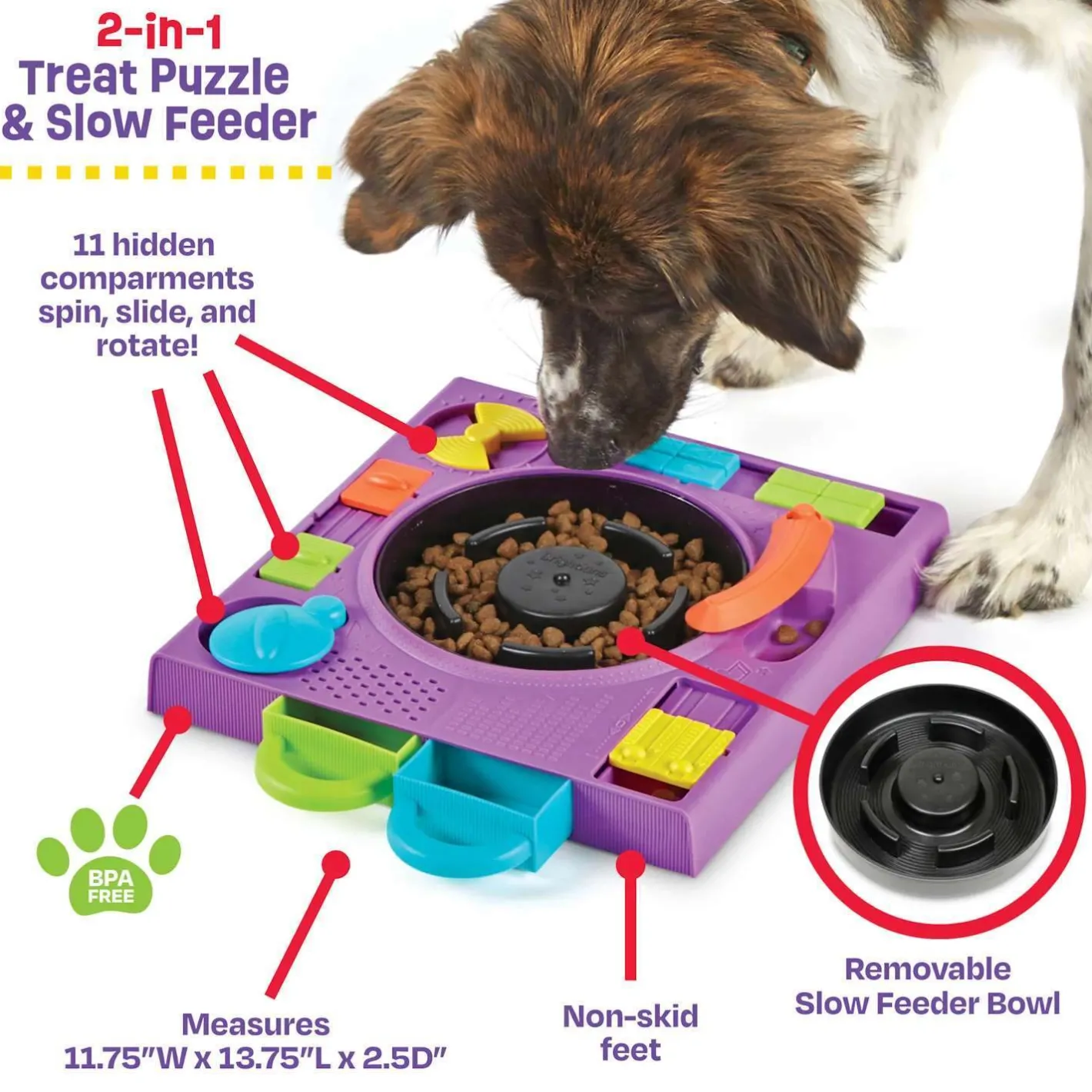 Brightkins DJ Doggo Interactive Dog Toy & Puzzle Feeder Fashion