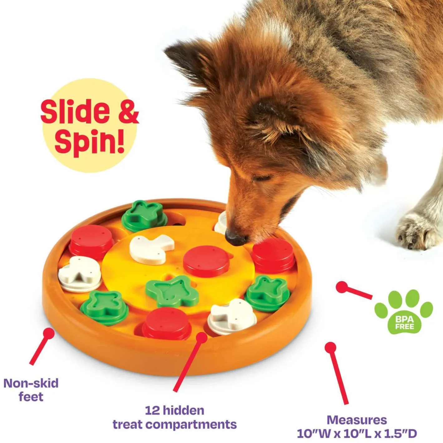 Brightkins Pizza Party! Interactive Dog Treat & Food Puzzle Toy Best