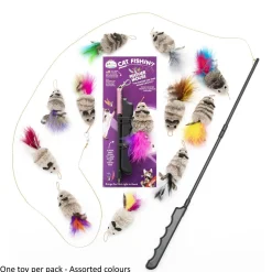 Cat Lures Cat Fishin' Rod Teaser Cat Toy - Feather Mouse Fashion