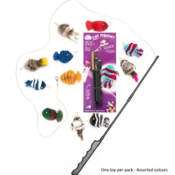 Cat Lures Cat Fishin' Rod Teaser Cat Toy - Fishfly - Colourful Zebra Fish Clearance