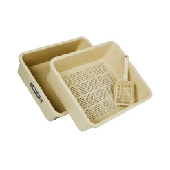 Cat Mate Litter Double Sieve Tray & Scoop for Natural Litters - Beige Clearance