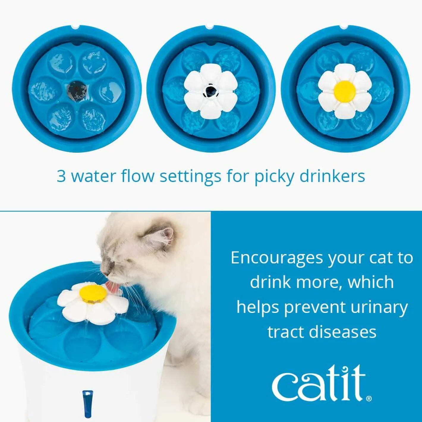 Catit 2.0 Blue LED Flower Water Fountain with Nightlight for Cats & Dogs - 3 litres Discount