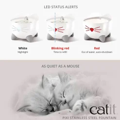 Catit Pixi Fountain with Refill Alert for Cats & Dogs - 2.5 Litres in Pink or Blue Hot
