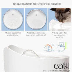 Catit Pixi Fountain with Refill Alert for Cats & Dogs - 2.5 Litres in Pink or Blue Hot