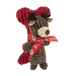 Outward Hound Charming Pet Frosty Fellows Plush Christmas Dog Toy - Reindeer & Bone 2-Pack New