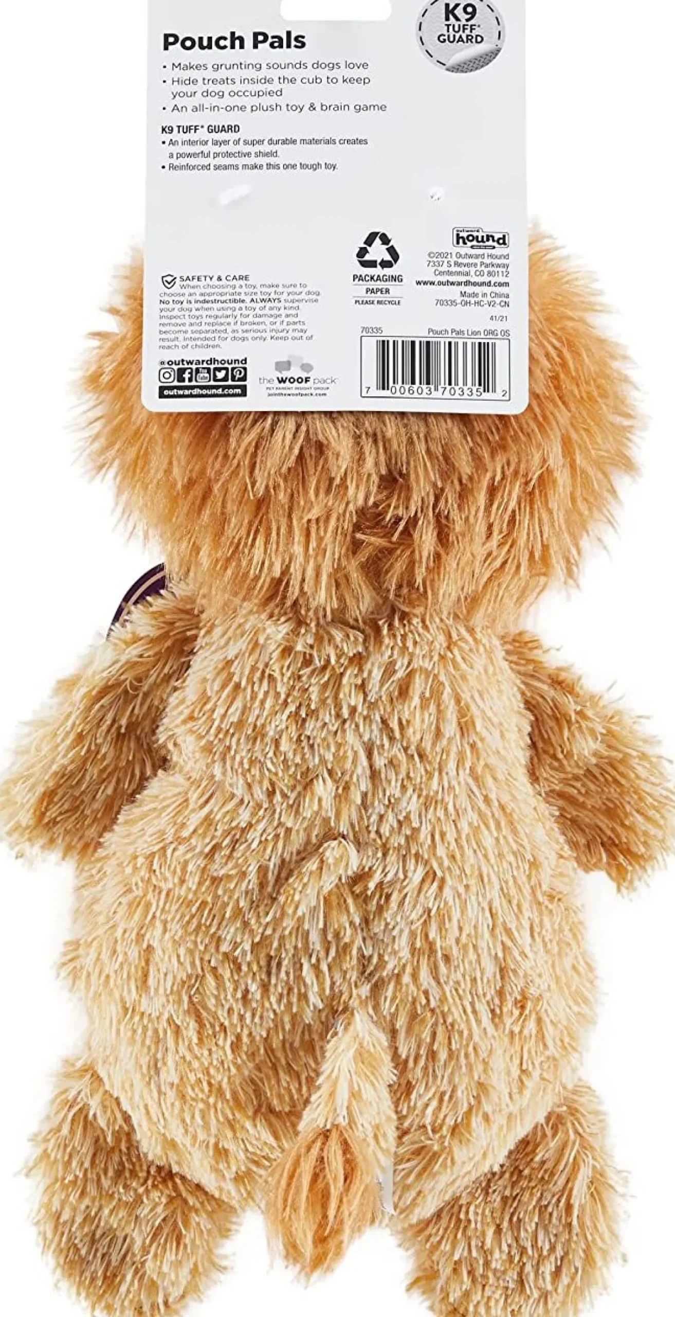 Charming Pet Pouch Pals Plush Dog Toy - Lion with Baby in Pouch Fashion