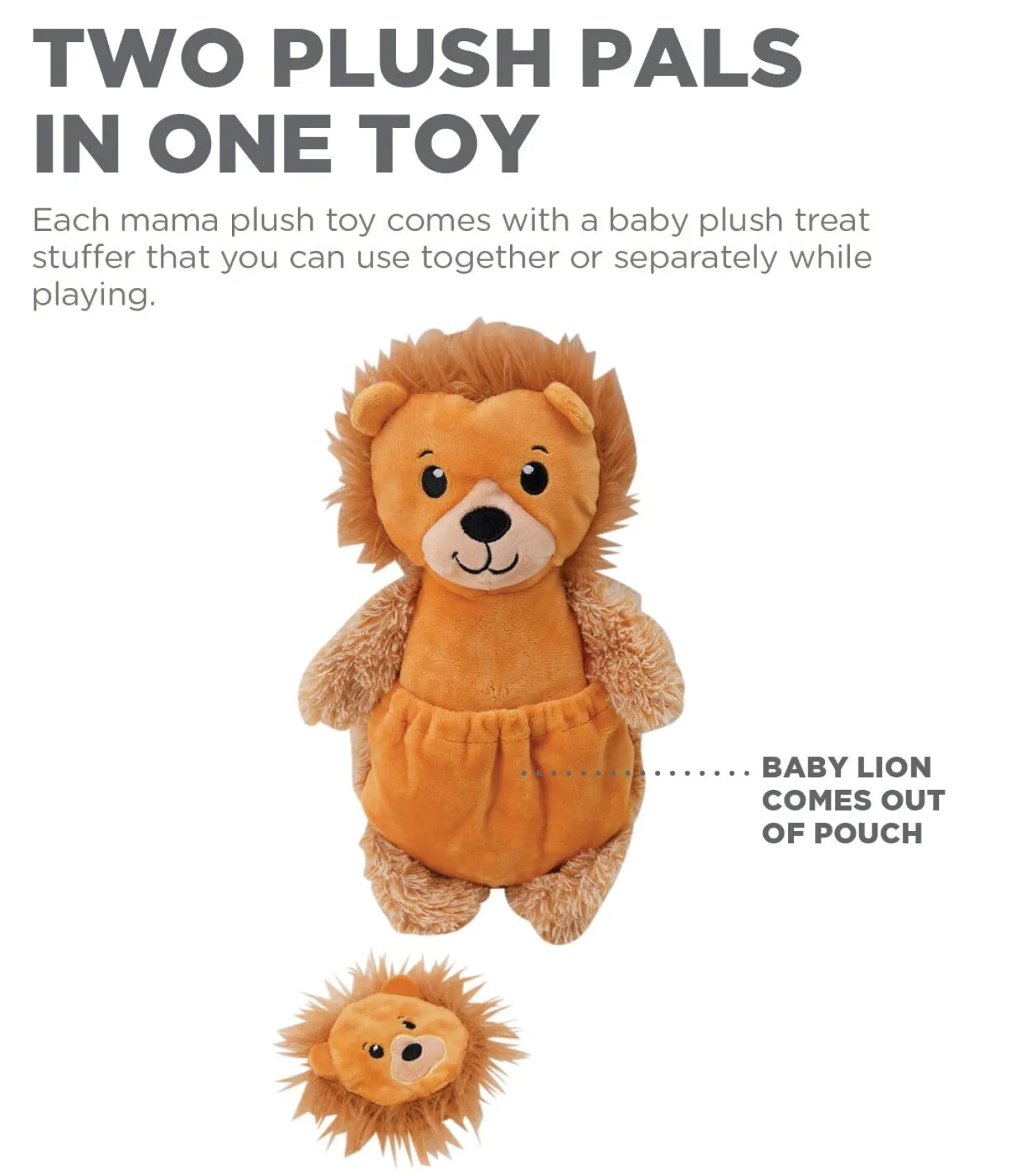 Charming Pet Pouch Pals Plush Dog Toy - Lion with Baby in Pouch Fashion