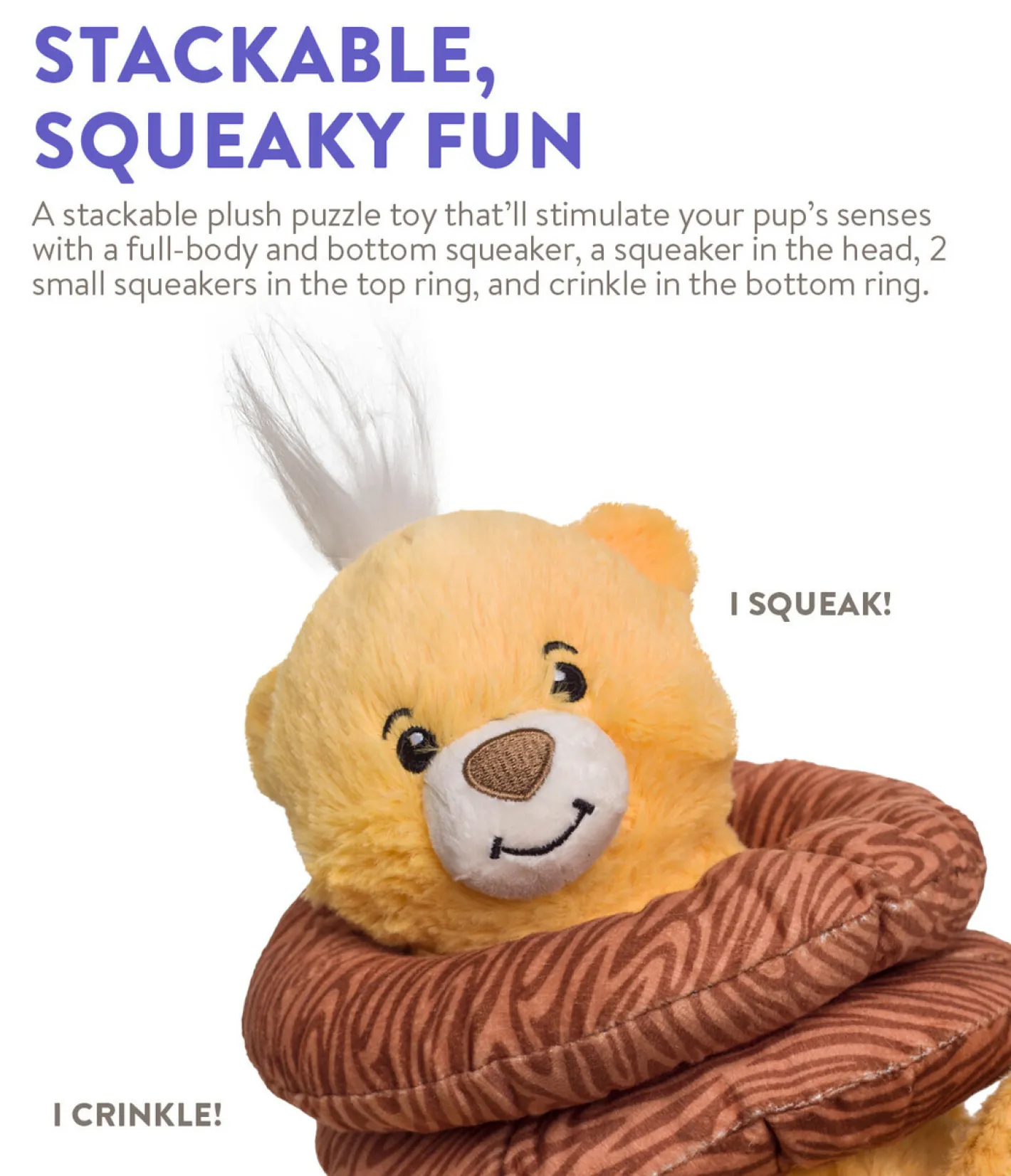 Charming Pet Ringamals Plush Puzzle Dog Toy - Bear Fashion