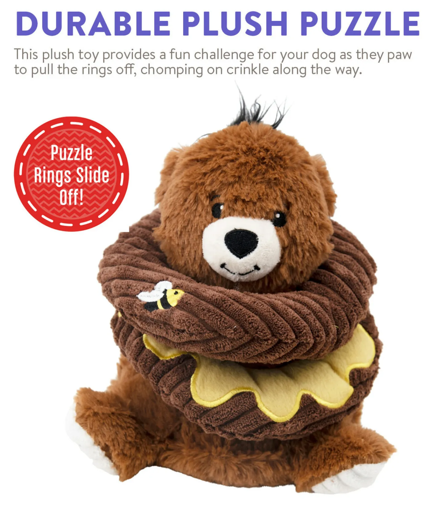 Charming Pet Ringamals Plush Puzzle Dog Toy - Honey Bear Outlet