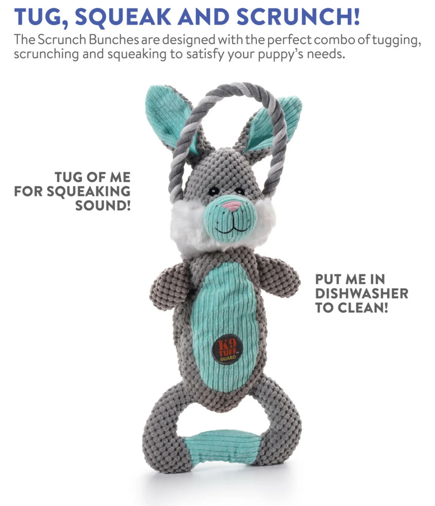 Charming Pet Scrunch Bunch & Squeak Dog Toy - Bunny Sale