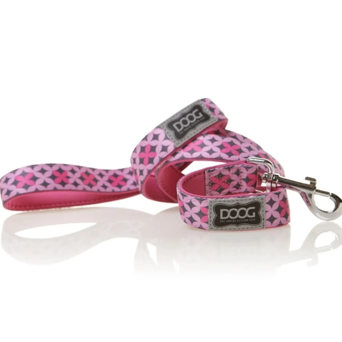 Doog Neoprene Dog Lead - Toto - Geometric Pink & Navy Discount