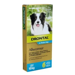 Drontal Intestinal All-Wormer for Medium Dogs to 10kg - 6 Tablets Clearance