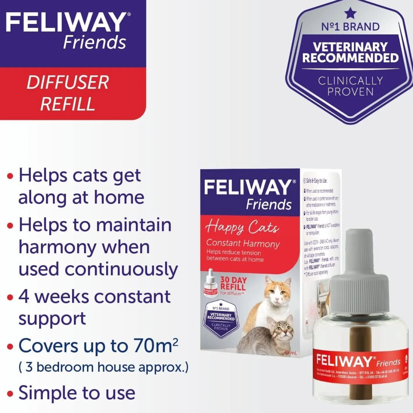 Feliway Friends Calming Pheromone for Multi-Cat Homes - Diffuser Kit with 48ml Bottle Discount