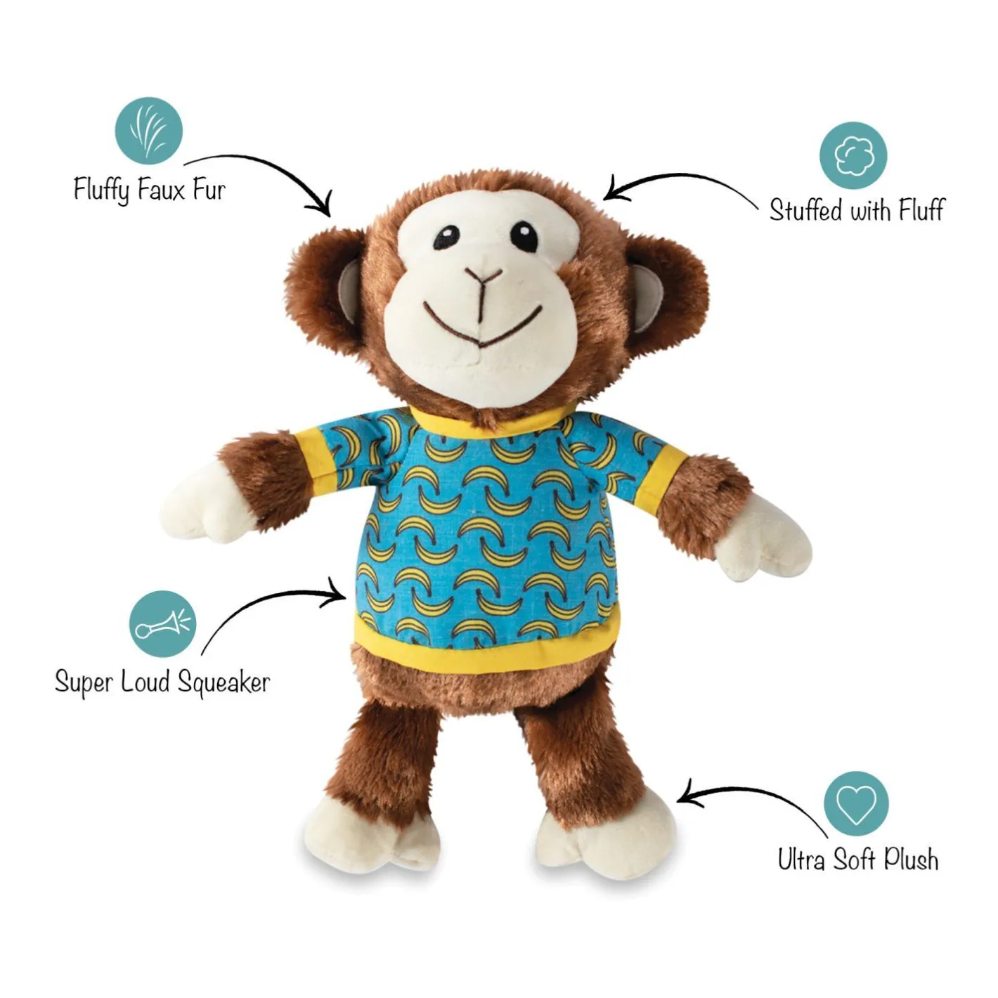 Fringe Studio Bananas The Monkey Plush Dog Toy - Extra Large Best