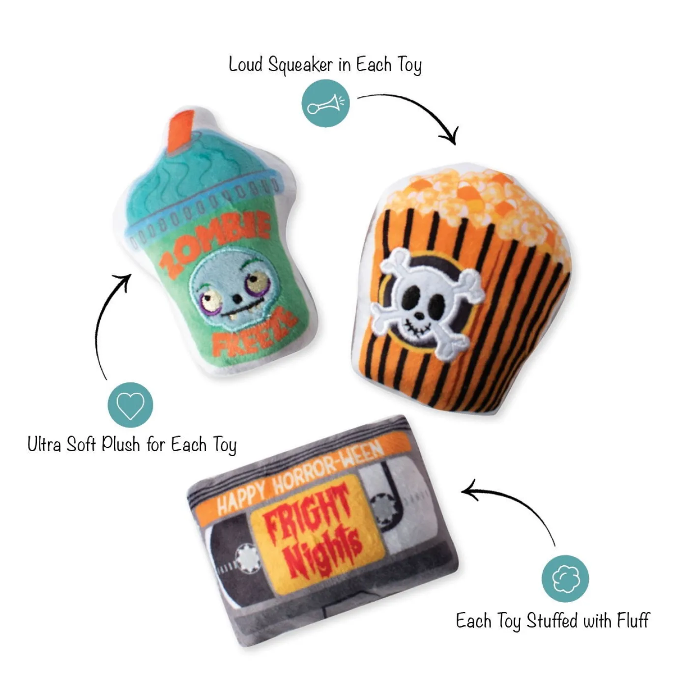 Fringe Studio Halloween Plush Squeaker Dog Toys - Fright Nights 3 Minis Online