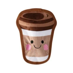 Fringe Studio Happy Coffee No Stuffing Plush Dog Toy New