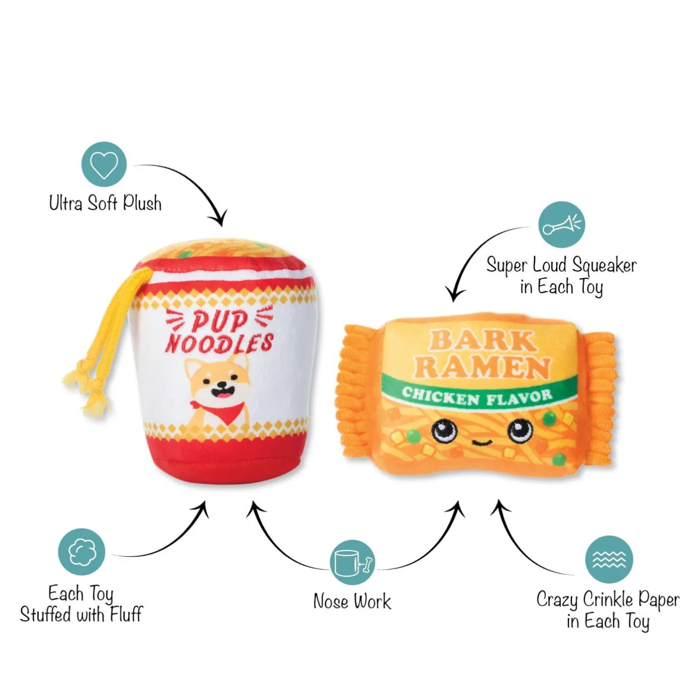 Fringe Studio Nothin But Noodles 2-piece Plush Dog Toys Online