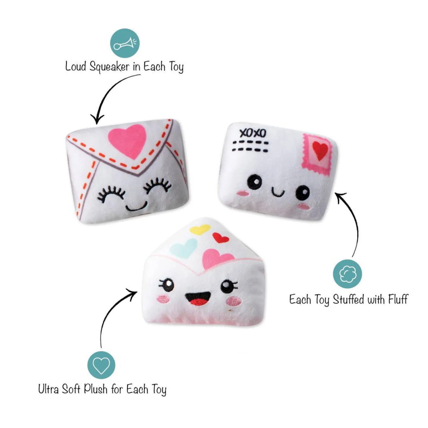 Fringe Studio Plush Squeaker Dog Toy - Sealed With A Kiss 3 Mini Toys Fashion