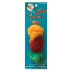 Go Cat Bat Arounds Fluffy Cat Toy in Assorted Colours - Pack of 3 Clearance