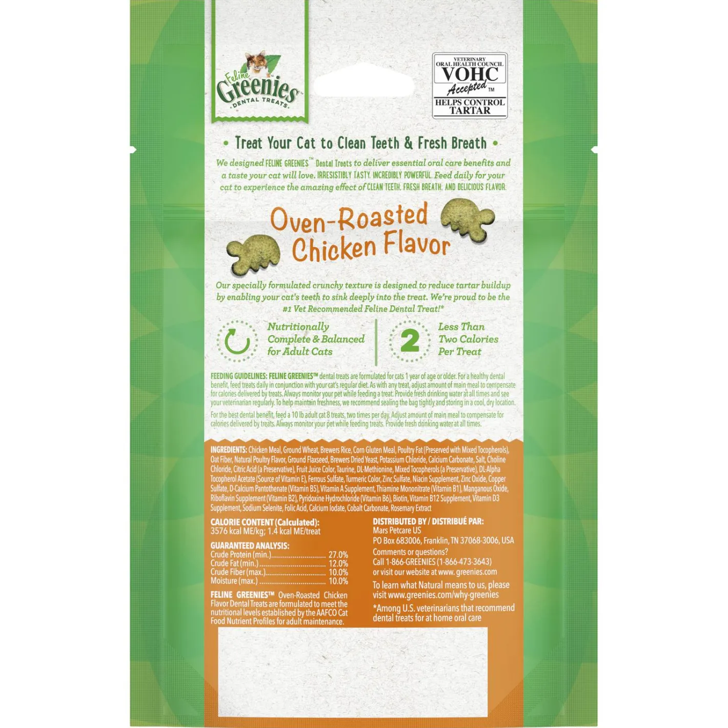 Greenies Feline Cat Dental Treats Oven Roasted Chicken Flavour 10 x 60g Packs Sale