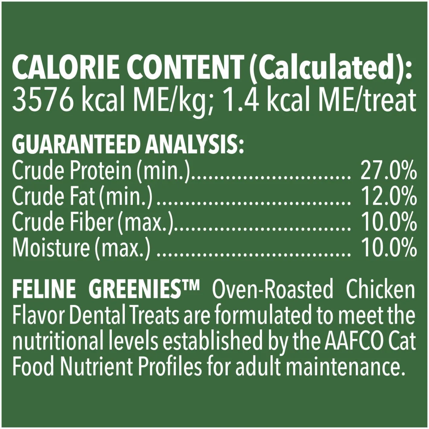 Greenies Feline Cat Dental Treats Oven Roasted Chicken Flavour 277g Tub New