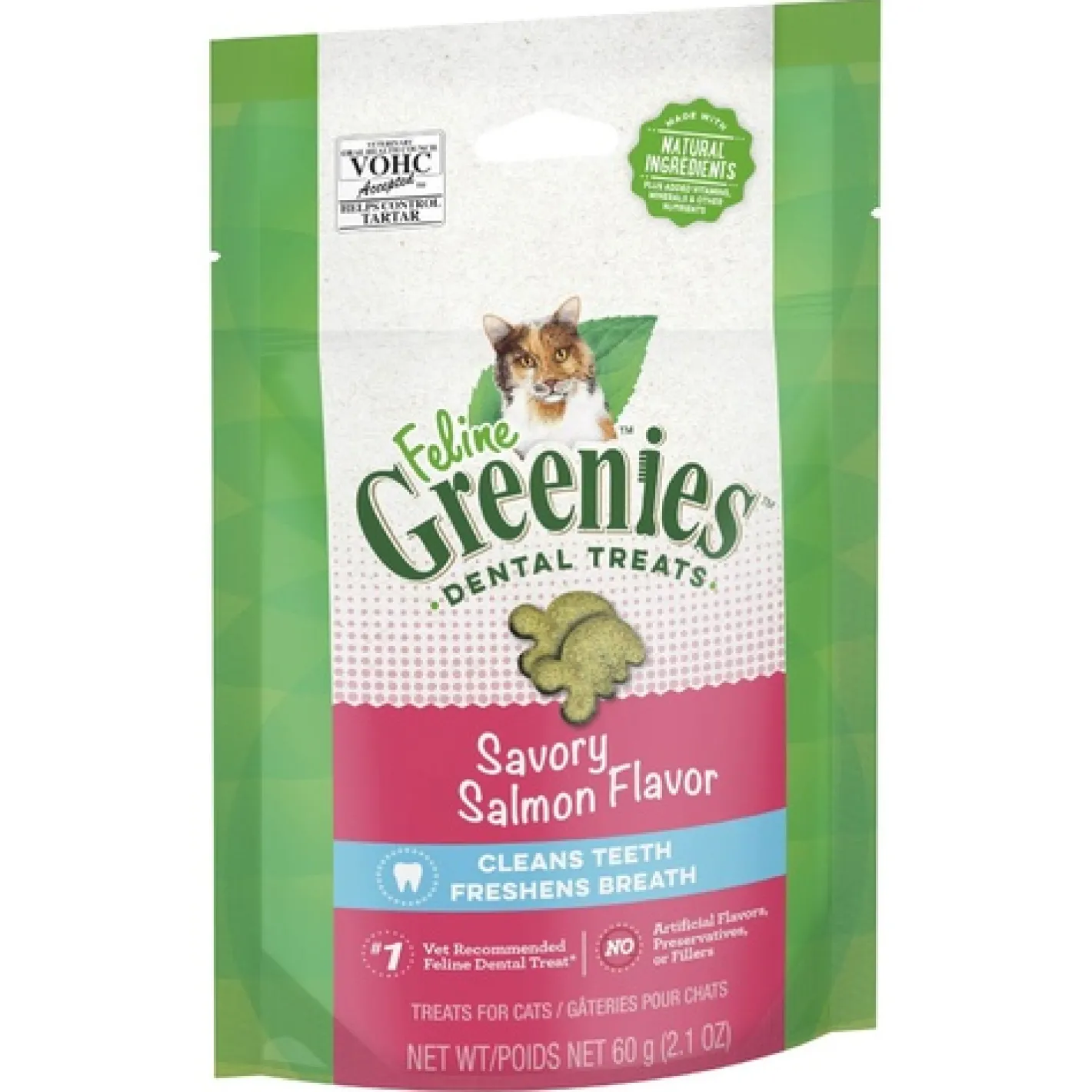 Greenies Feline Cat Dental Treats Savoury Salmon Flavour 10 x 60g Packs Outlet
