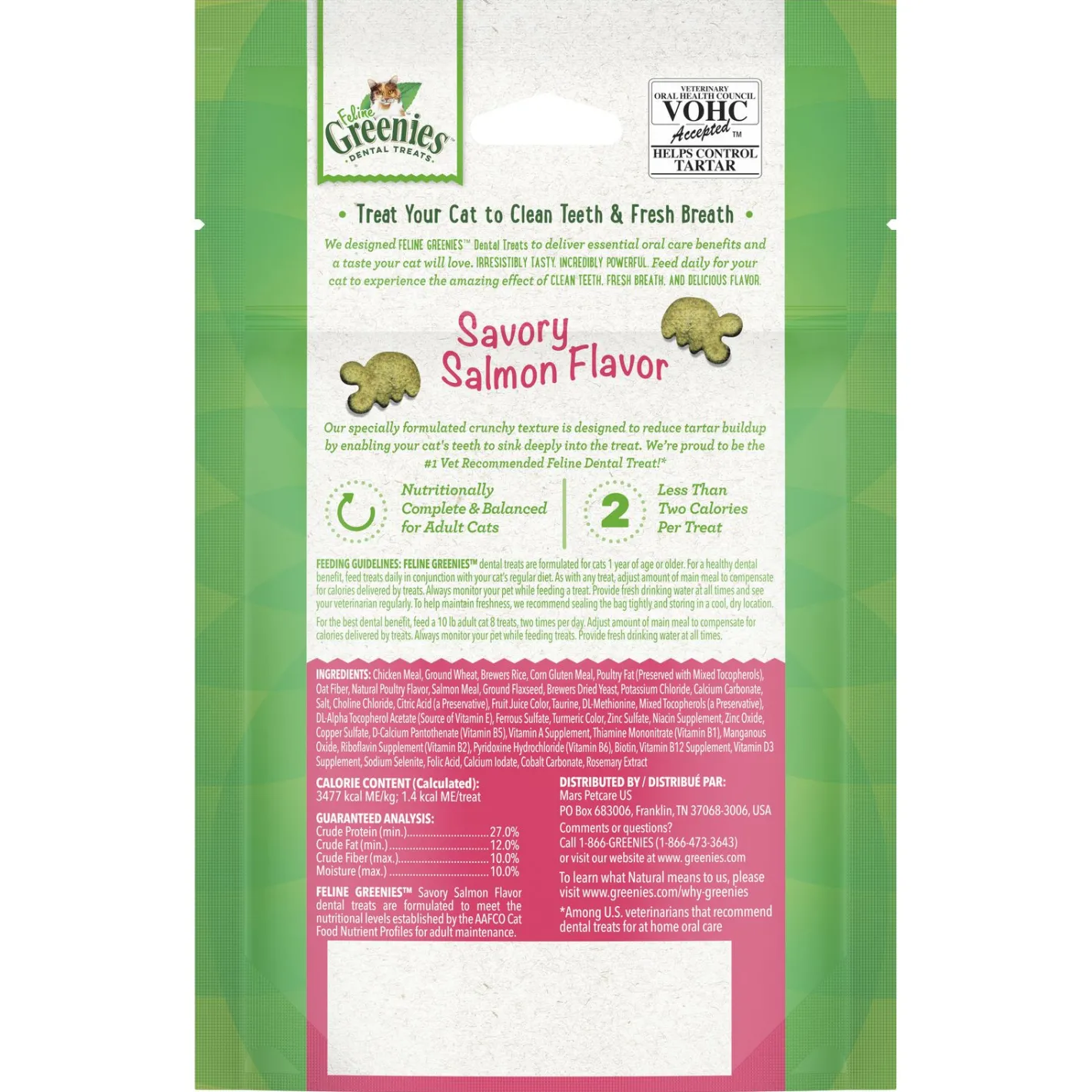 Greenies Feline Cat Dental Treats Savoury Salmon Flavour 10 x 60g Packs Outlet