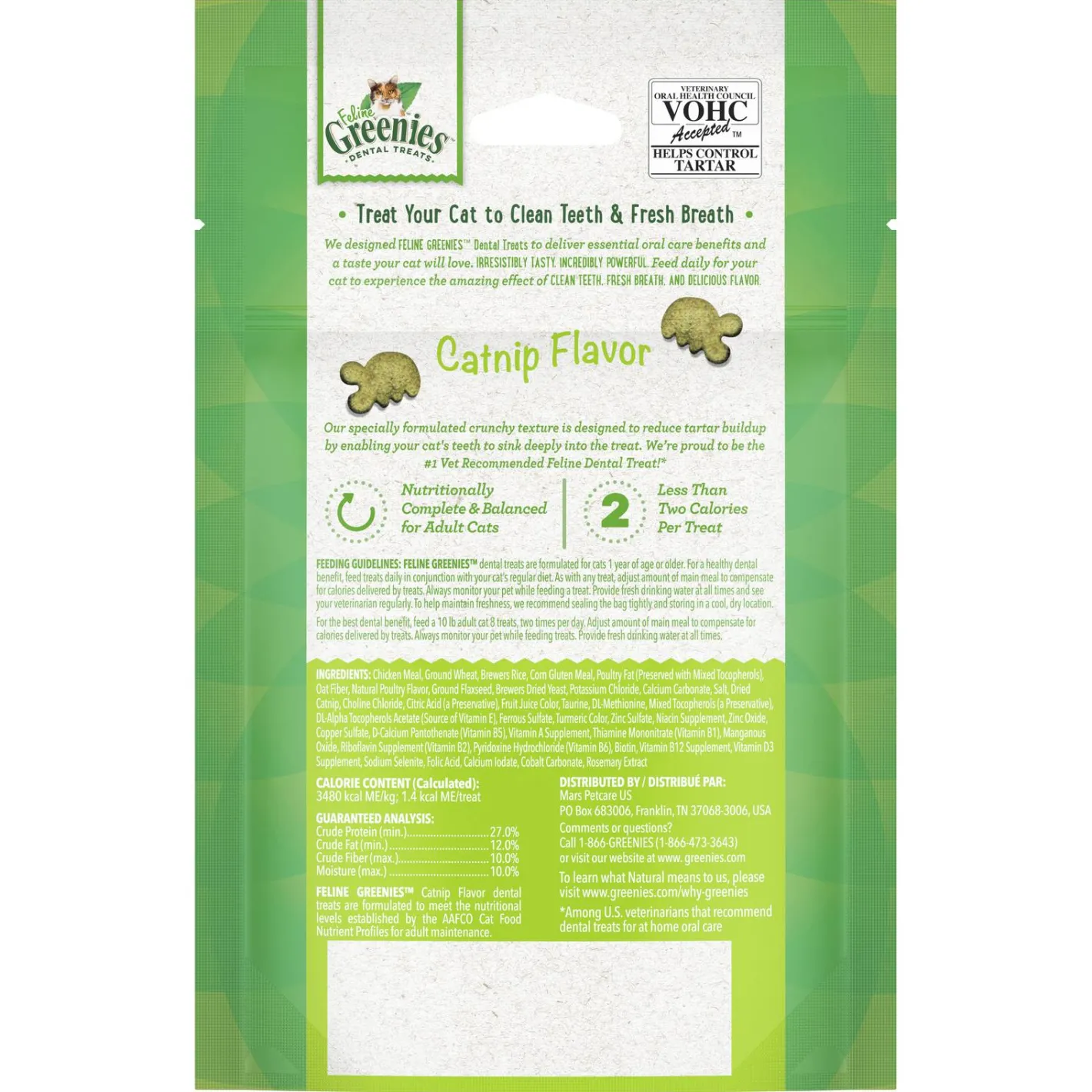 Greenies Feline Cat Dental Treats Catnip Flavour 10 x 60g Packs New