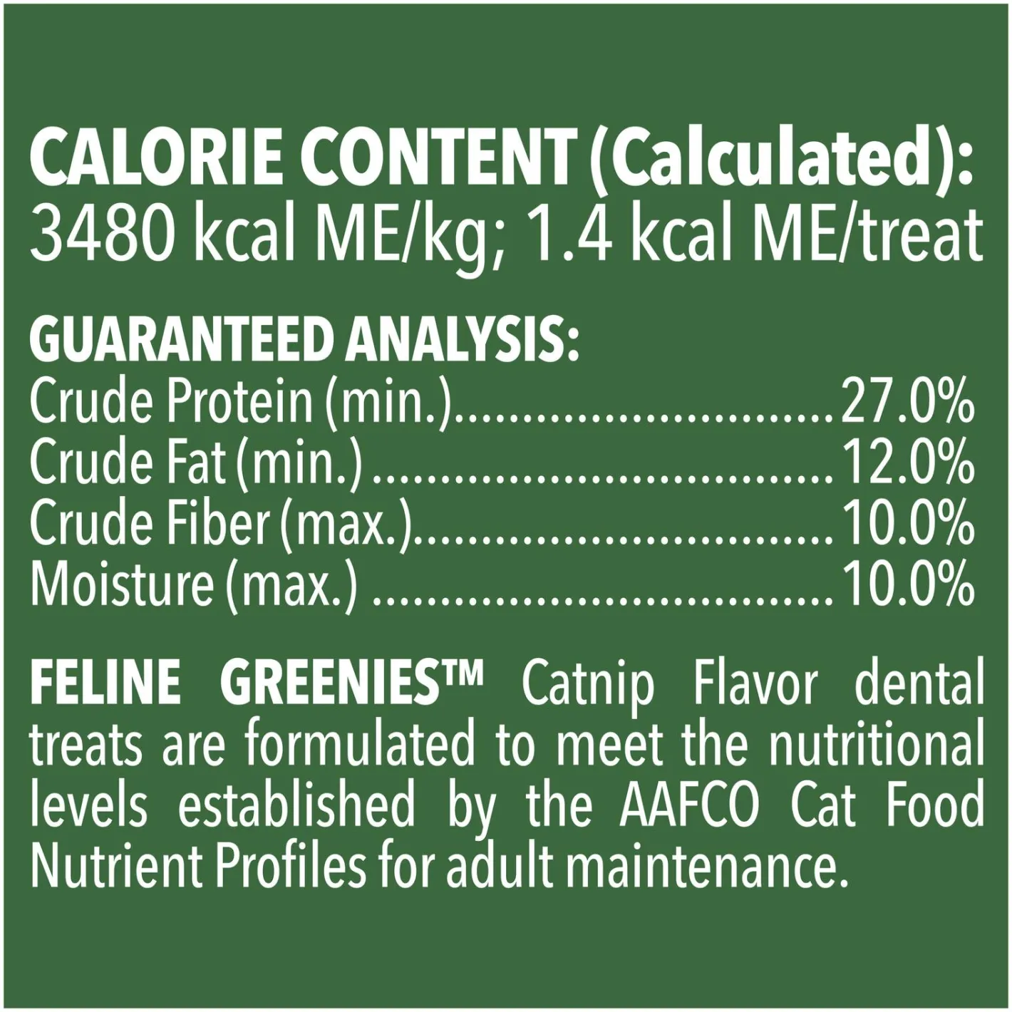 Greenies Feline Cat Dental Treats Catnip Flavour 10 x 60g Packs New