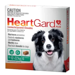 Heartgard 30 Plus Chews for Medium Dogs 12-22kg Green (6s) New
