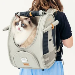 Ibiyaya Adventure Cat & Small Dog Carrier Backpack - Grey-Green Hot