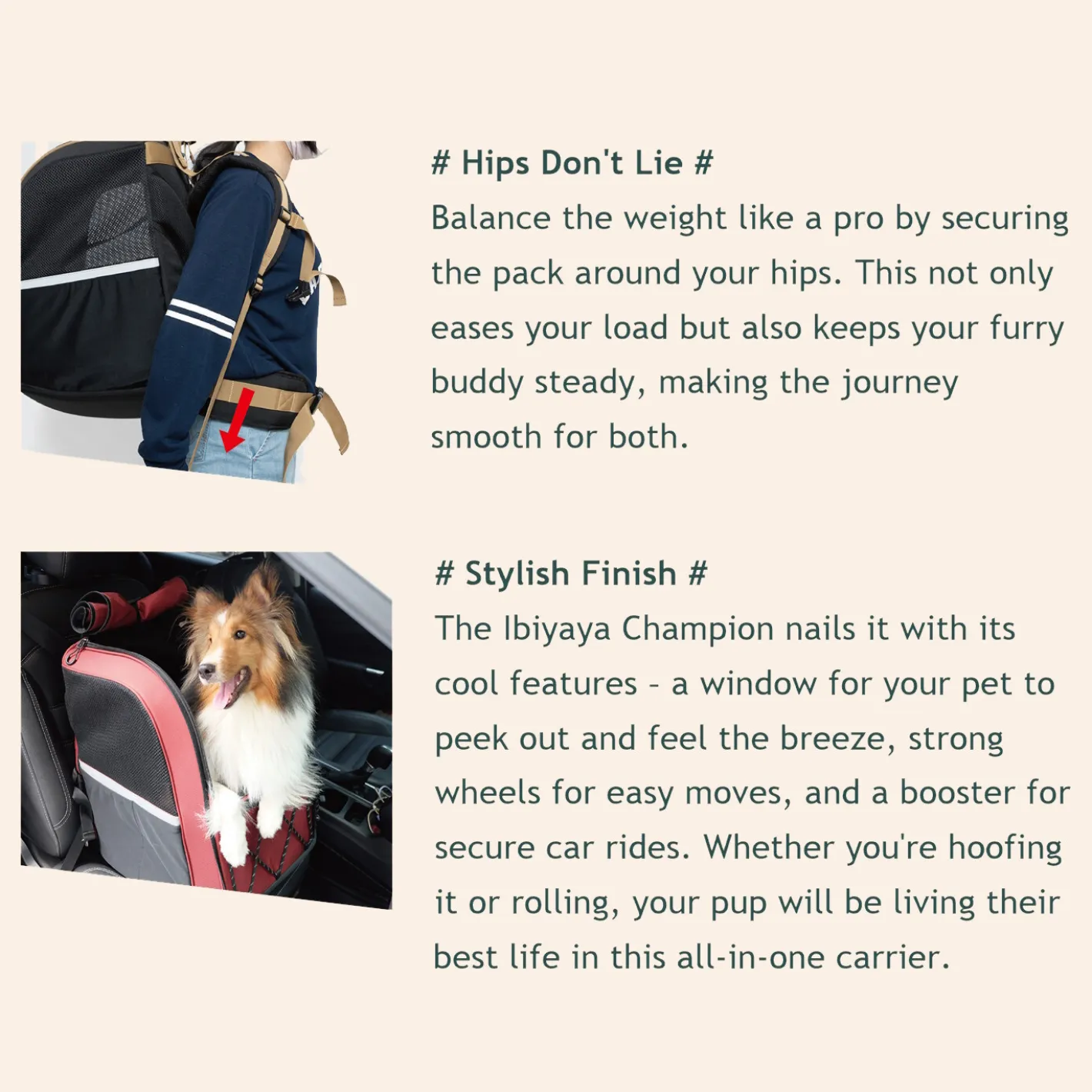 Ibiyaya Champion 3-in-1 Carrier, Backpack & Car Seat for Dogs up to 12kg New