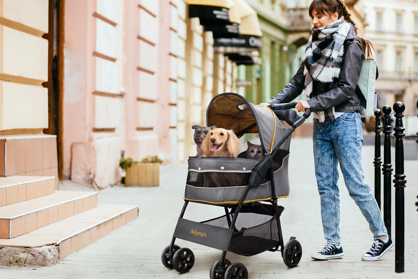 Ibiyaya Cloud 9 Pet Stroller for Cats & Dogs up to 20kg - Mustard Yellow Best