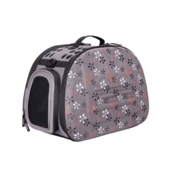 Ibiyaya Collapsible Traveling Shoulder Pet Carrier for Cats & Dogs - Grey with Flowers Hot