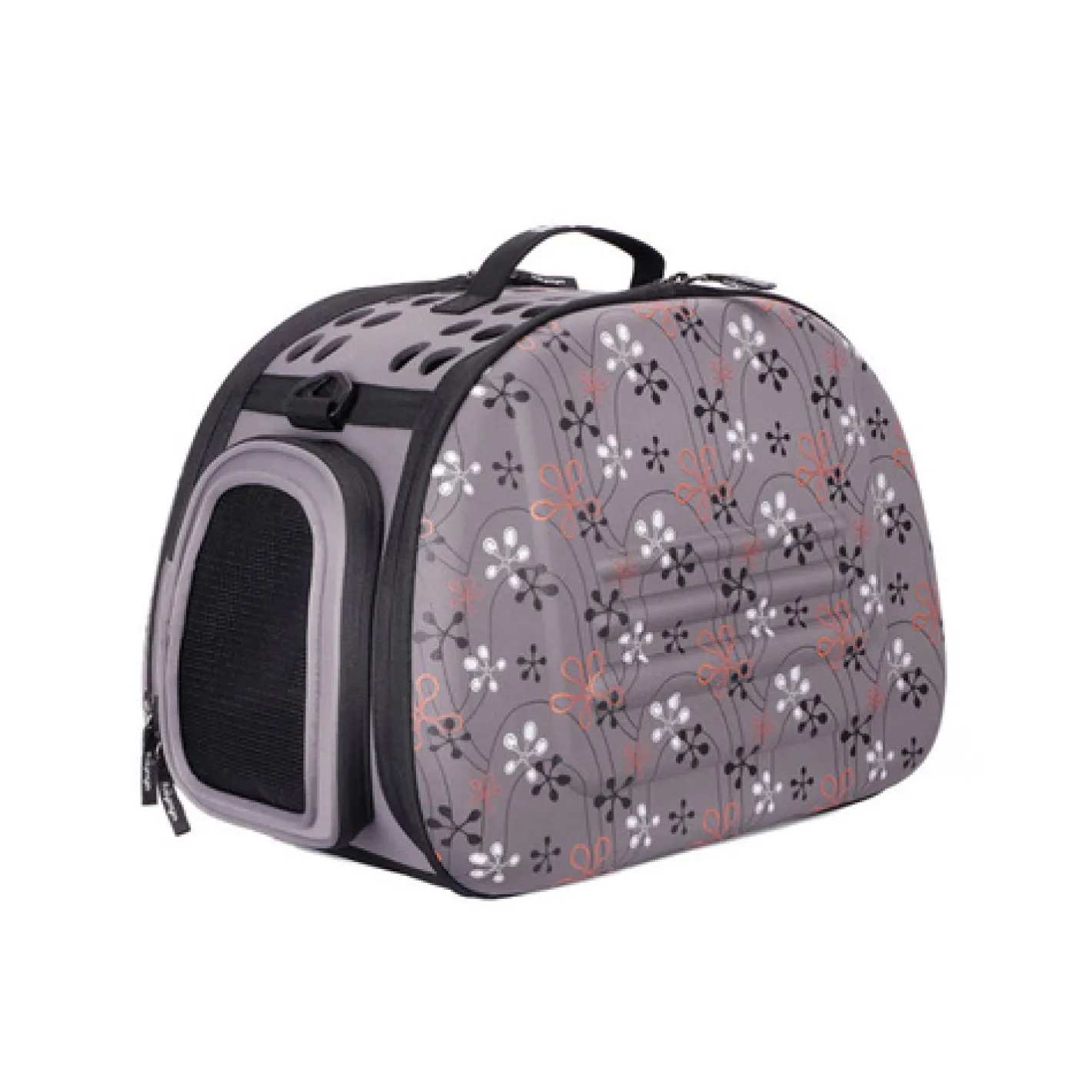 Ibiyaya Collapsible Traveling Shoulder Pet Carrier for Cats & Dogs - Grey with Flowers Hot