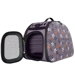 Ibiyaya Collapsible Traveling Shoulder Pet Carrier for Cats & Dogs - Grey with Flowers Hot