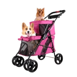 Ibiyaya Double Decker Pet Stroller for Multiple Pets - Pink Outlet