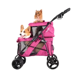 Ibiyaya Double Decker Pet Stroller for Multiple Pets - Pink Outlet